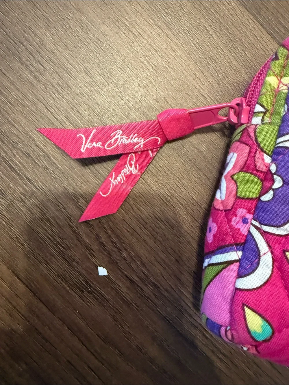 Vera Bradley Hot Pink Quilted Floral Paisley Makeup Bag-small